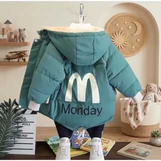 Áo Phao Lông Cừu Trẻ Em Korea Monday Gấu Siêu Nhẹ Giữ Ấm 3 Lớp Có Mũ Cho Bé Trai Bé Gái 5-40Kg M6