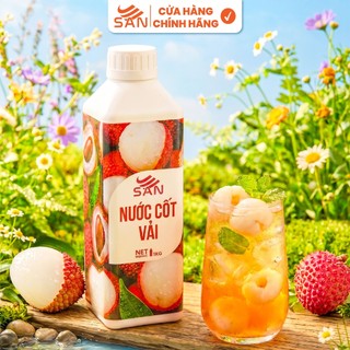 NƯỚC CỐT VẢI Chai 1Kg, có mẫu thử 100ml, tặng công thức pha chế, hương thơm, trái cây tự nhiên