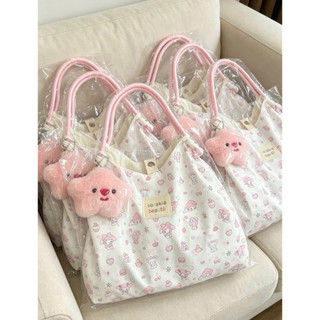 Túi Tote Vải Pastel Hot Trend 2026 Tặng Kèm Charm Gấu Bông – Túi Đi Học Đựng Laptop iPad Sách Vở Mỹ Phẩm Du Lịch Đa Năng