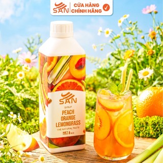 Syrup/siro ĐÀO CAM SẢ SAN, mẫu thử 100ml, tặng sách công thức, tiện dụng, trái cây tự nhiên
