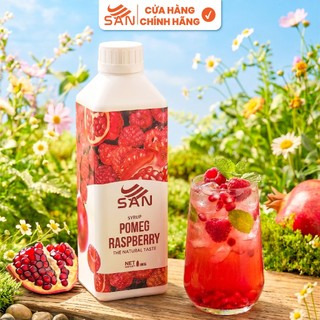 Syrup/siro LỰU ĐỎ - MÂM XÔI SAN, mẫu thử 100ml, tặng sách công thức, tiện dụng, trái cây tự nhiên