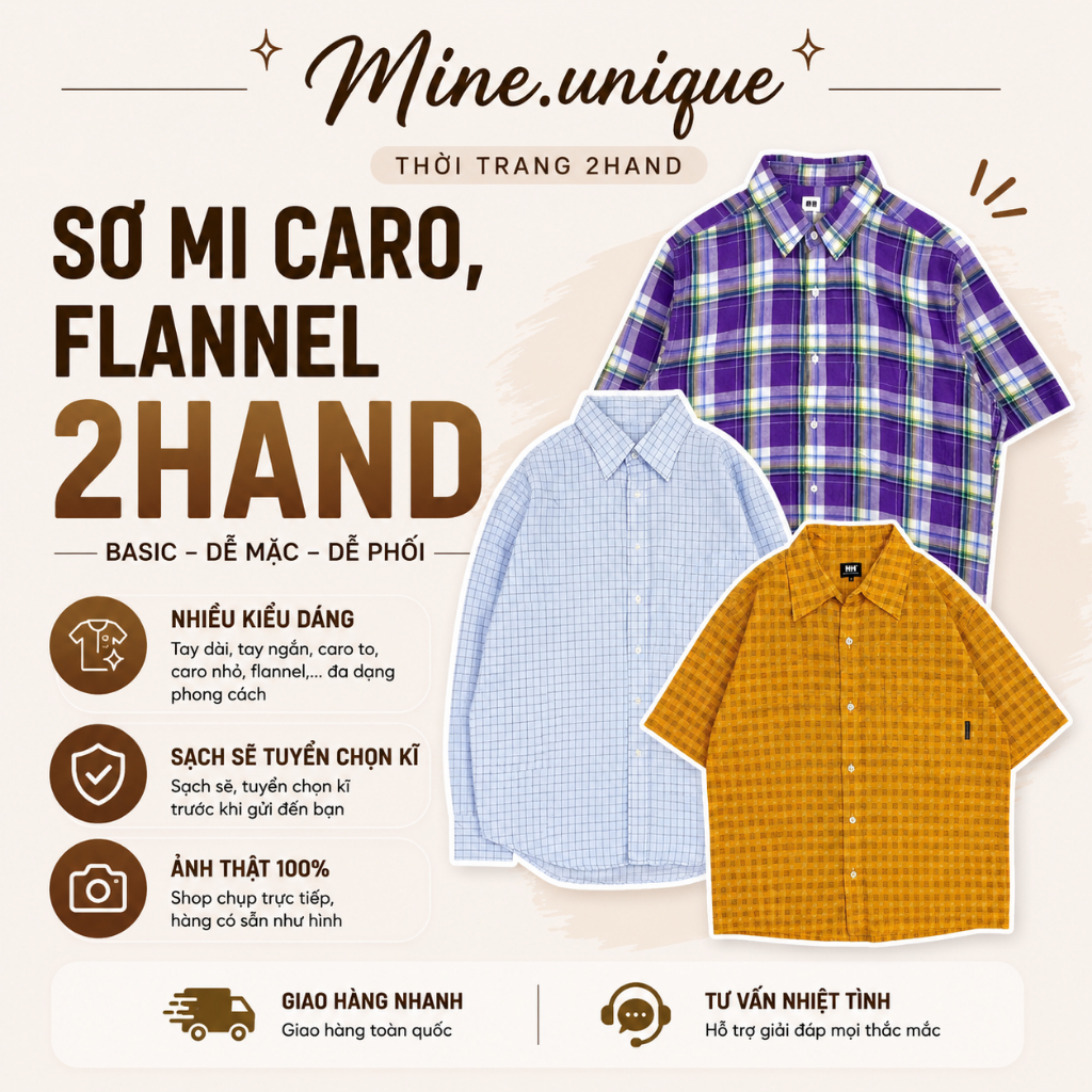 Áo sơ mi caro 2hand Nhật unisex - tay ngắn & tay dài | Form rộng local style