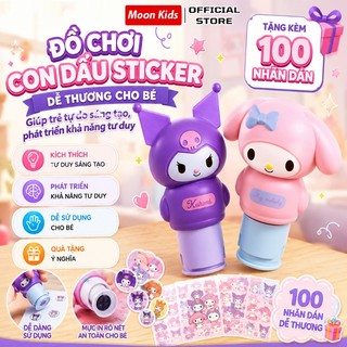 Đồ chơi con dấu sticker dễ thương cho bé, máy đóng dấu sticker tặng kèm 100 nhãn dán