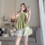 Set Áo babydoll cổ tròn xếp ly phồng to sát nách thoải mái