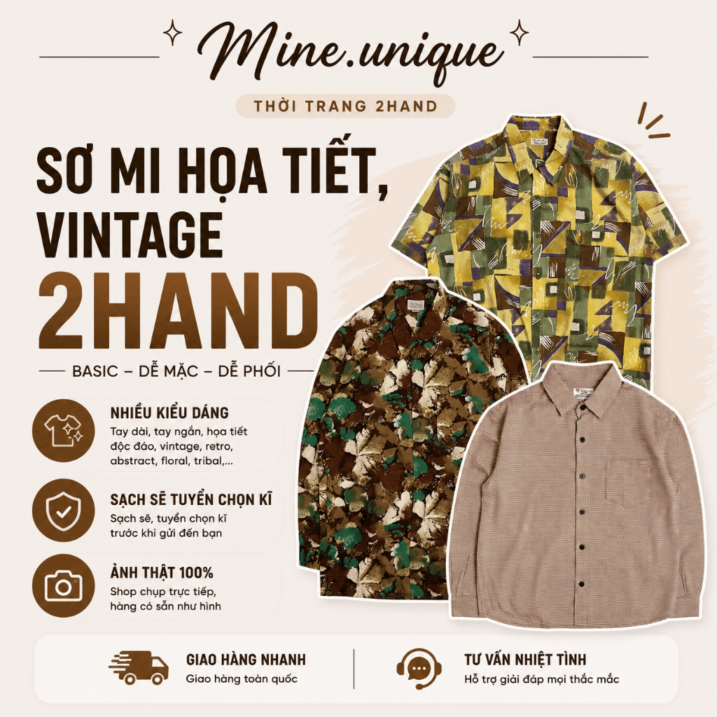Áo sơ mi họa tiết 2hand Nhật unisex - vintage | Tay dài & tay ngắn