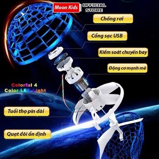 Quả cầu ma thuật boomerang phát sáng và tự quay lại vị trí ném, đồ chơi bóng bay UFO giải trí cho bé