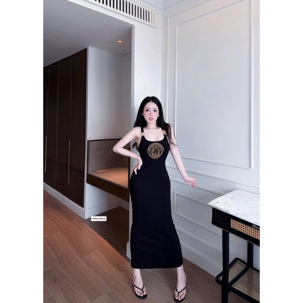 Váy body ba lỗ tag vai dáng dài tôn dáng