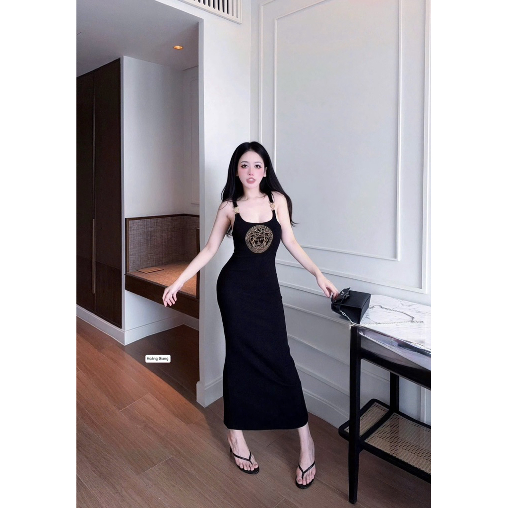 Váy body ba lỗ tag vai dáng dài tôn dáng