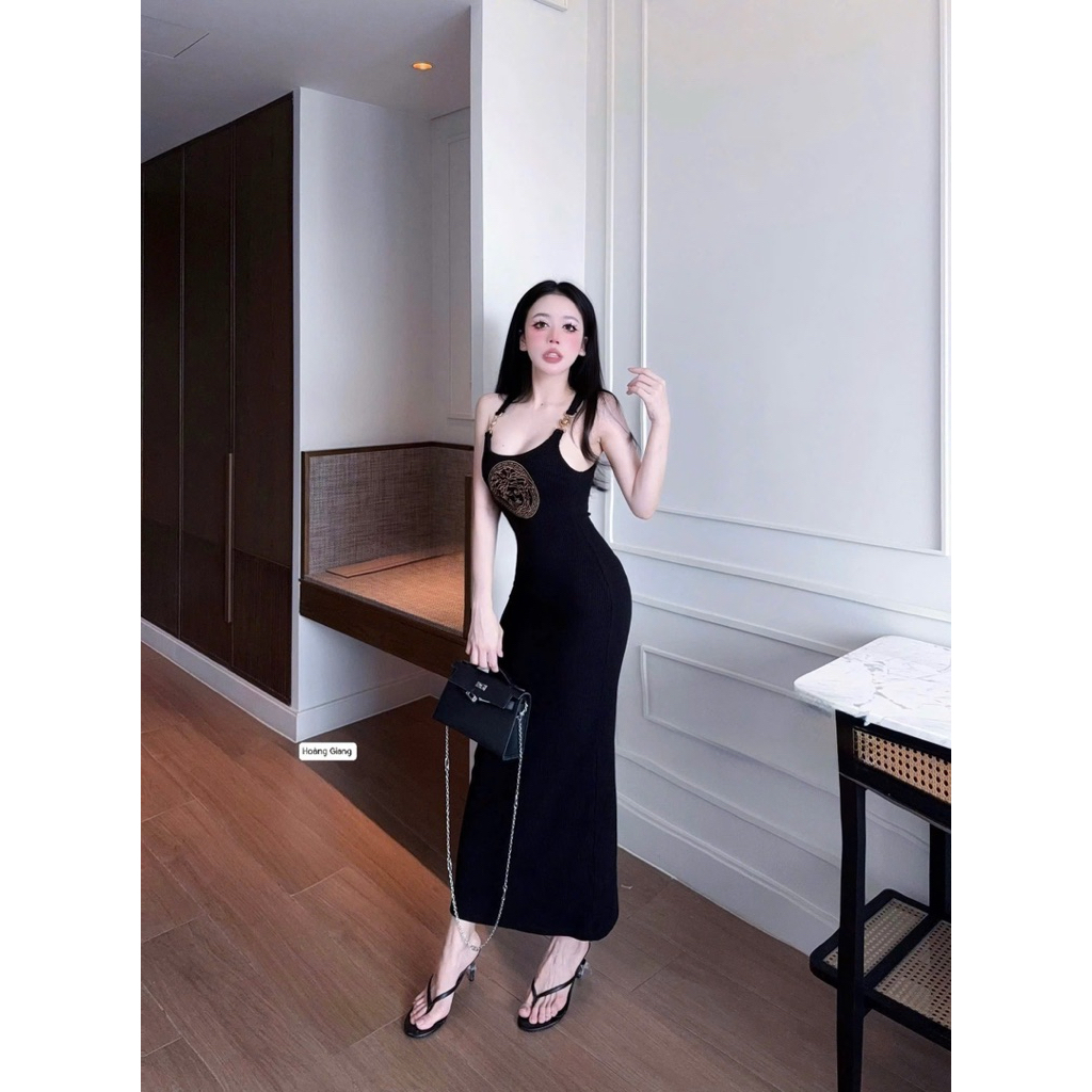 Váy body ba lỗ tag vai dáng dài tôn dáng