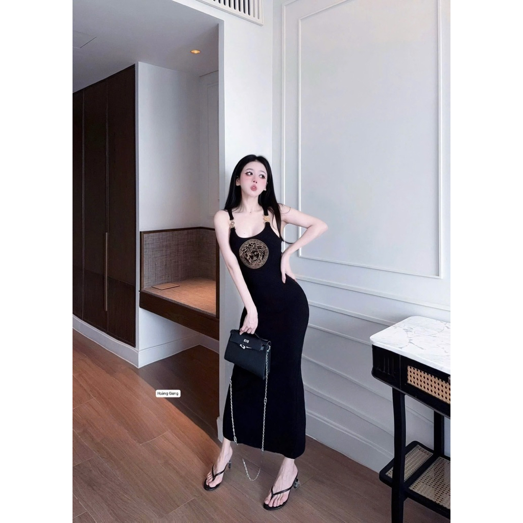 Váy body ba lỗ tag vai dáng dài tôn dáng