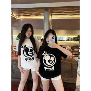 Áo Thun Op Thêu Xù Chất Cotton2c Form Rộng Thời Trang Nam Nữ,Áo Phông Thêu Xù Chuột Form Rộng