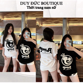 Áo Thun Op Thêu Xù Chất Cotton2c Form Rộng Thời Trang Nam Nữ,Áo Phông Thêu Xù Chuột Form Rộng