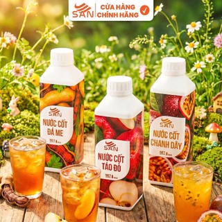 Nước cốt trái cây SAN đủ vị, có mẫu thử 100ml, tặng công thức pha chế, hương thơm, chuẩn pha chế