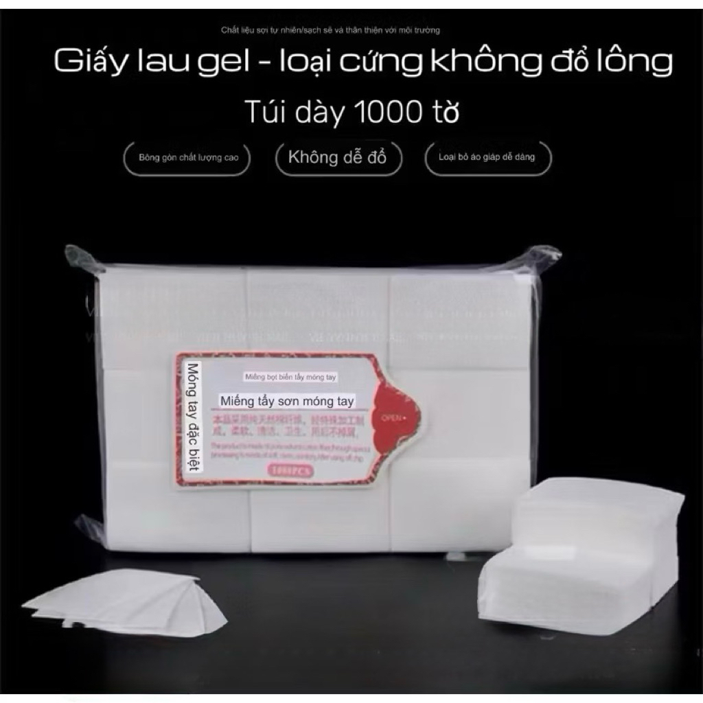 Giấy lau gel nail- giấy lau móng loại cứng xịn không đổ lông(1000pcs)