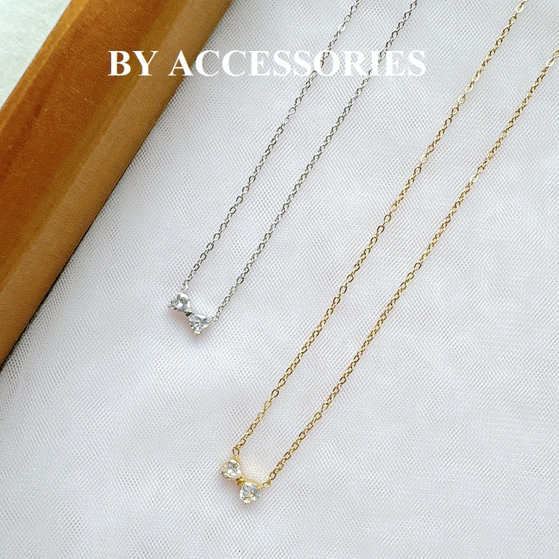 Dây chuyền nữ titan mặt hình chiếc nơ nhỏ xinh đính đá lấp lánh không gỉ WN2655 BY ACCESSORIES