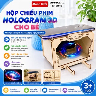Hộp chiếu phim hologram 3d cho bé bằng gỗ