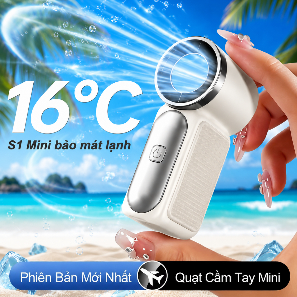 Quạt Cầm Tay Mini X688 Turbo 100 Cấp Gió Mát Lạnh Pin 1800mAh Sạc USB Nhỏ Gọn