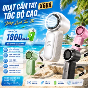 Quạt Cầm Tay Mini X688 Turbo 100 Cấp Gió Mát Lạnh Pin 1800mAh Sạc USB Nhỏ Gọn