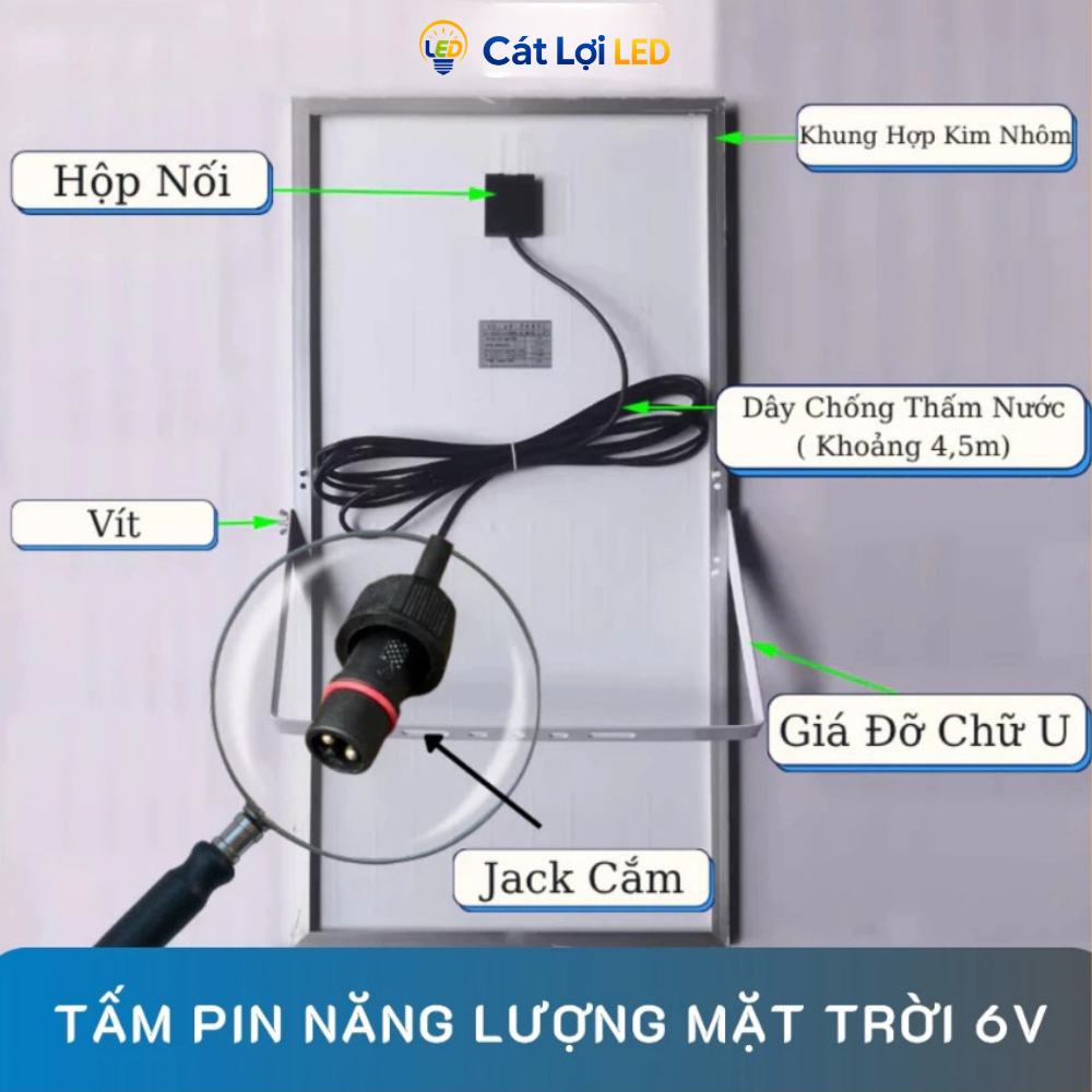 Tấm Năng Lượng Mặt Trời 6V Đa Dạng Công Suất Hiệu Suất Cao, Vỏ Nhôm, Kính Cường Lực Chống Nước
