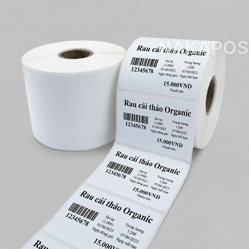 Tem cân điện tử siêu thị 58x40mm tem trà sữa 58*40 tem mã vạch 5.8x4 5,8x4dán ly cốc thùng bao túi bịch decal giấy nhiệt