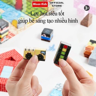 Đồ Chơi Xếp Hình Khối Nam Châm Từ Tính 2x2cm, Lắp Ráp Xây Dựng Thành Phố, Trang Trại, Nhà Cửa