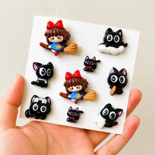 [ĐỘC QUYỀN] Set Charm Gắn Dép Mèo Đen Kiki Bé Phù Thủy Cute Kawaii Resin Jibbitz Crocs Handmade Mini Siêu Dễ Thương