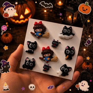 [ĐỘC QUYỀN] Set Charm Gắn Dép Mèo Đen Kiki Bé Phù Thủy Cute Kawaii Resin Jibbitz Crocs Handmade Mini Siêu Dễ Thương