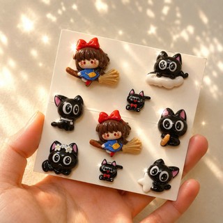 [ĐỘC QUYỀN] Set Charm Gắn Dép Mèo Đen Kiki Bé Phù Thủy Cute Kawaii Resin Jibbitz Crocs Handmade Mini Siêu Dễ Thương
