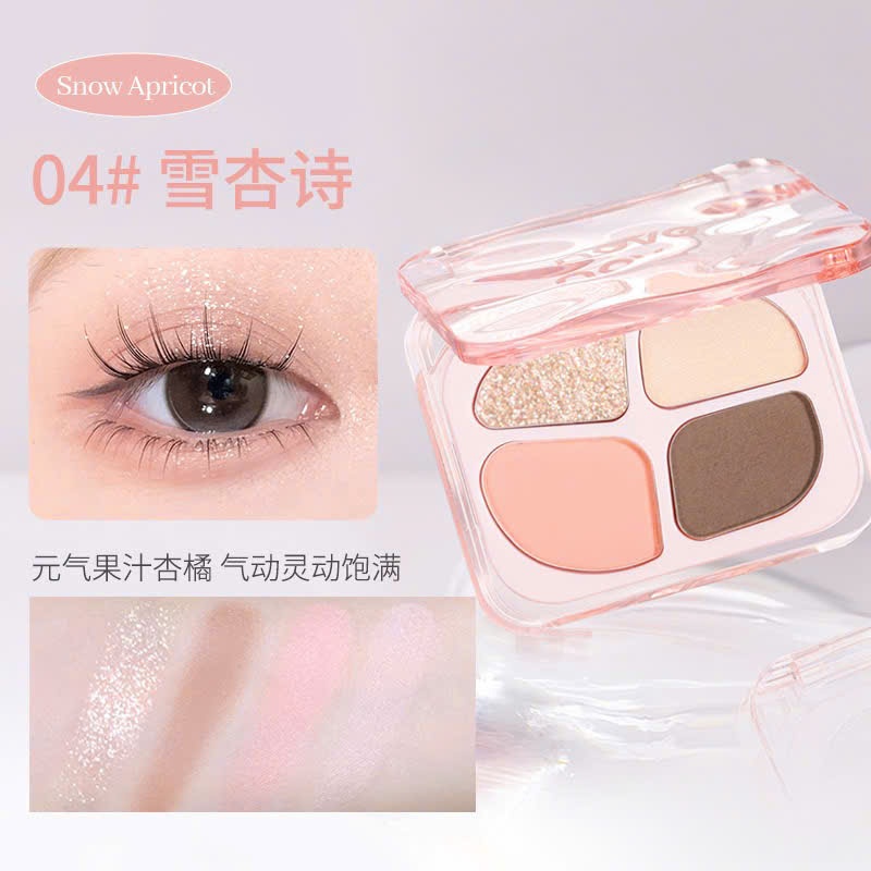 🌸 BẢNG PHẤN MẮT 4 Ô NOVO – TONE HỒNG NÂU NGỌT NGÀO TỰ NHIÊN , DỄ PHỐI MÀU 🌸NoVo 9049