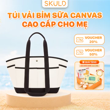 Túi bỉm sữa Canvas đeo vai Ngăn Chứa Rộng cho mẹ và bé Đựng bỉm sửa Đa năng ra ngoài Thời trang SKULD