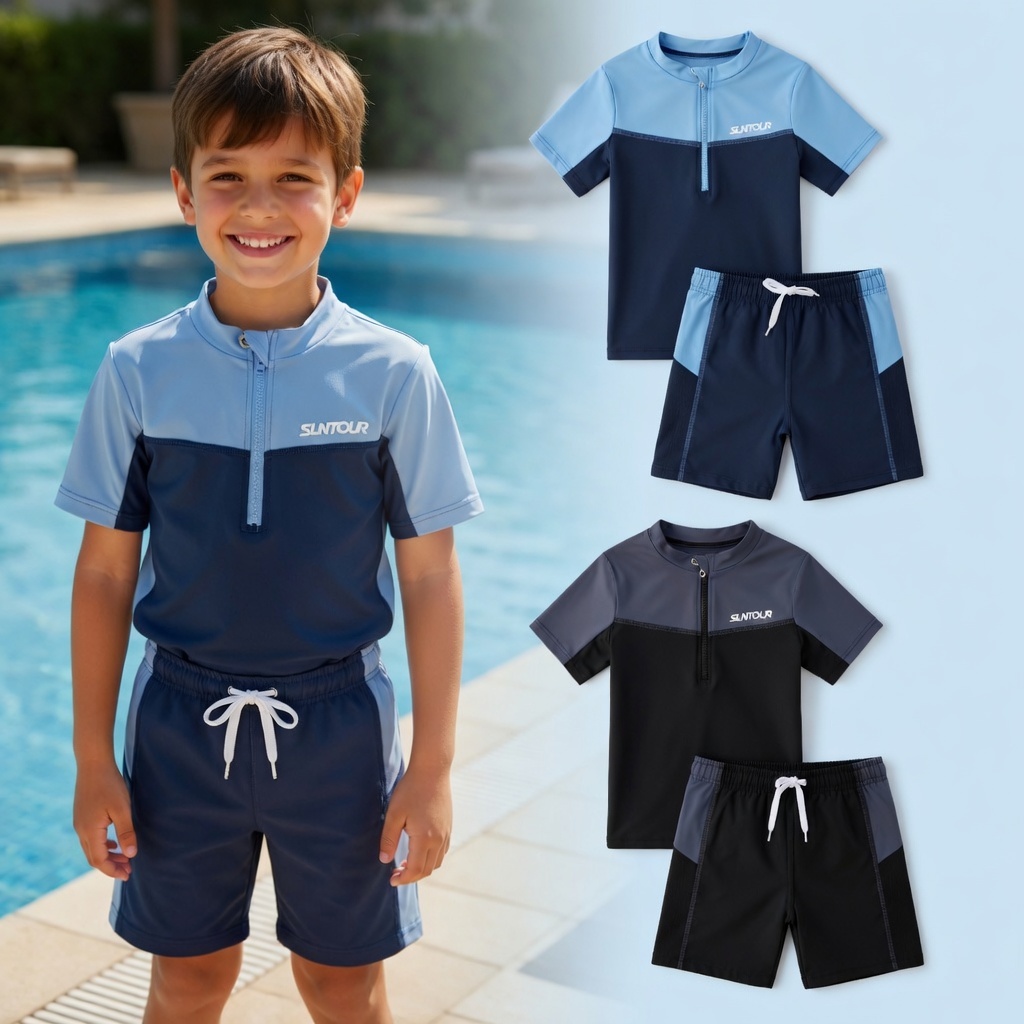 Bộ bơi, đồ bơi bé trai chất thun dầy dặn size 15-50kg vải co giãn, thoải mái dễ chịu