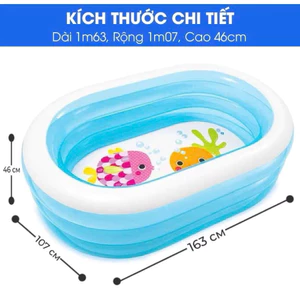 Hồ bơi cho bé Inttex 57482 Dài 163cm, rộng 107cm, cao 46cm. 2,3 bé vui chơi thoải mái , tặng bộ vá , bán kèm bơm
