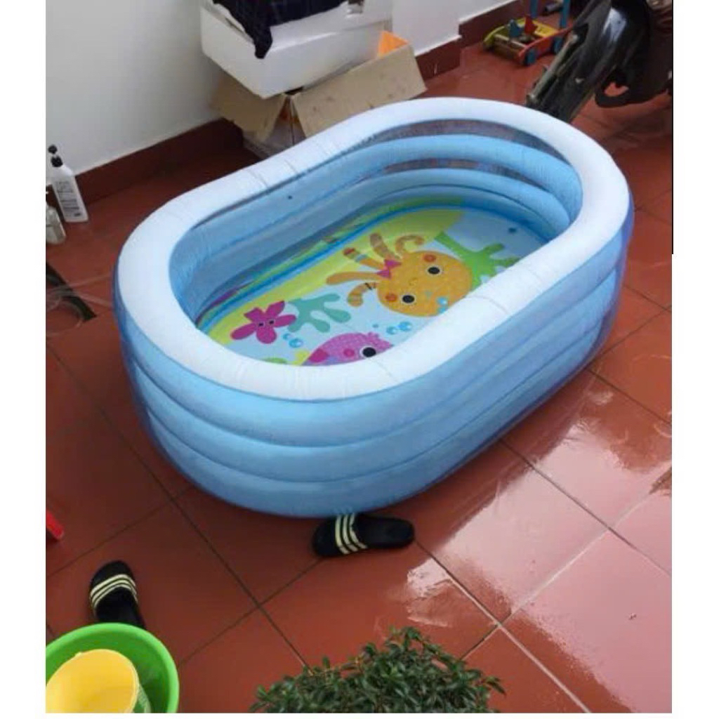 Hồ bơi cho bé Inttex 57482 Dài 163cm, rộng 107cm, cao 46cm. 2,3 bé vui chơi thoải mái , tặng bộ vá , bán kèm bơm