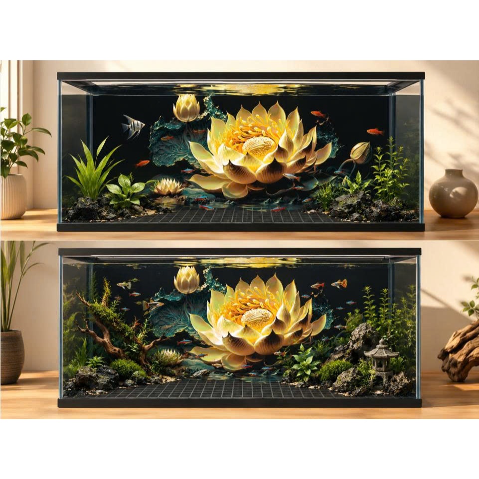 Decal tranh dán hồ cá 3D Kho In Ấn HC10 chống nước, In KTS dán dễ, gỡ dễ, có keo sẵn, nhiều kích cỡ