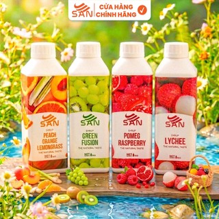 Syrup/siro trái cây SAN chai lớn 1Kg, mẫu thử 100ml (Trái Cây Tự Nhiên, Hương Thơm, Màu Sắc Nổi Bật)