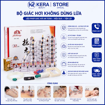 Bộ Giác Hơi Chân Không 24 Ly, 32 Ly, Bộ Giác Hơi Không Lửa, Cốc Giác Dùng Cho Gia Đình- Spa