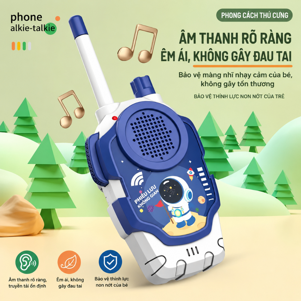 Bộ Đàm Đồ Chơi Trẻ Em Không Dây – Máy Liên Lạc Cầm Tay Cho Bé Kèm Dây Đeo, Âm Thanh Rõ Nét