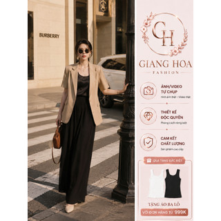 VT250339 – Áo Blazer Nữ Tay Ngắn Form Rộng Basic Công Sở, Áo Khoác Vest Nữ Ngắn Tay Dáng Suông