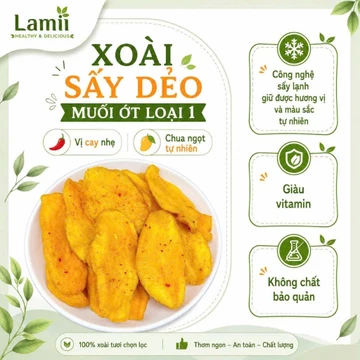 [Hàng loại 1] 1Kg Xoài sấy dẻo muối ớt, vị vừa ăn, trái cây sấy, ăn vặt, ăn kiêng, ăn healthy