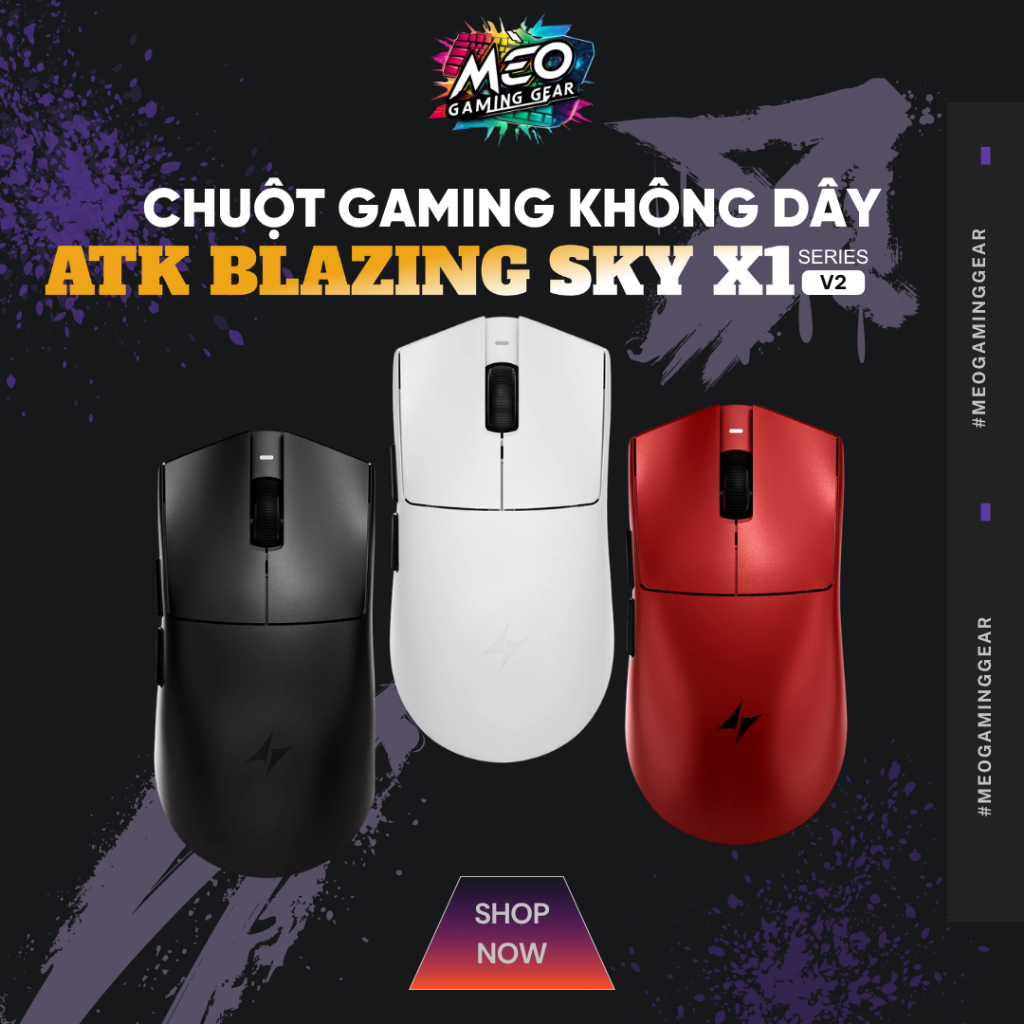 Chuột Gaming Không Dây ATK X1v2 Utramax | Ultimate - PAW3950 Ultra, MCU: NORDIC 54L15, Dual 8K, 55G | BigBuy360 - bigbuy360.vn