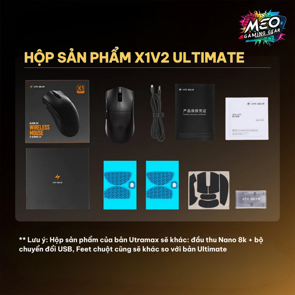 Chuột Gaming Không Dây ATK X1v2 Utramax | Ultimate - PAW3950 Ultra, MCU: NORDIC 54L15, Dual 8K, 55G | BigBuy360 - bigbuy360.vn