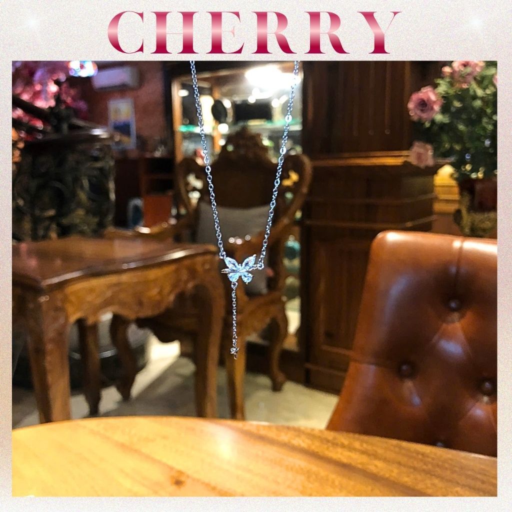 [KHÔNG ĐEN GỈ] Dây chuyền nữ Titan đính đá  Butterfly sợi mảnh phụ kiện trang sức thời trang CHERRY