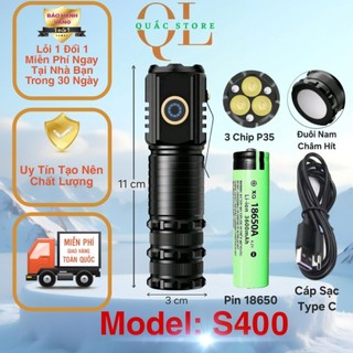 Đèn pin mini s400 siêu sáng, phiên bản nâng cấp pin của đèn s350, chất liệu hợp kim nhôm bền bỉ, nhỏ gọn, đa năng