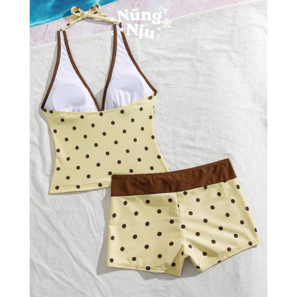 NUNG NIU - Bikini Mẫu Mới Trendy Cổ Yếm Chấm Bi