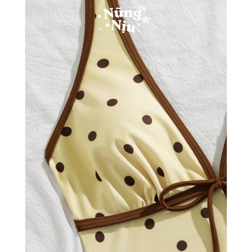 NUNG NIU - Bikini Mẫu Mới Trendy Cổ Yếm Chấm Bi