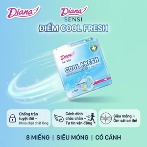BVS DIANA SENSI COOL FRESH SIÊU MỎNG CÁNH (GÓI 8 MIẾNG) - MÁT LẠNH, CHỐNG TRÀN, SIÊU MỎNG CÁNH