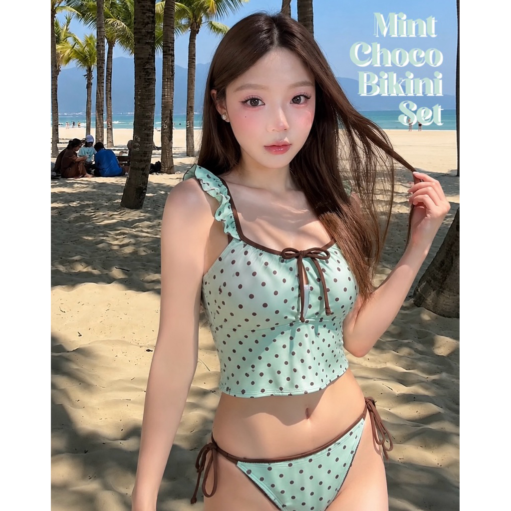 NUNG NIU - Set Bikini Xanh Mint Chấm Bi Mùa Hè MỚI - 𝐌𝐢𝐧𝐭 𝐂𝐡𝐨𝐜𝐨 𝐁𝐢𝐤𝐧𝐢