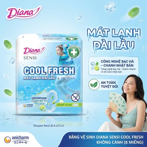 BVS DIANA SENSI COOL FRESH KHÔNG CÁNH (8 MIẾNG) – MÁT LẠNH DÀI LÂU & AN TOÀN TUYỆT ĐỐI