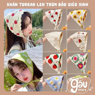 Khăn Trùm Đầu Tam Giác Phong Cách Hàn Quốc Siêu Xinh, Khăn Turban Đan Len Phụ Kiện Đi Biển Chụp Ảnh Cho Nữ