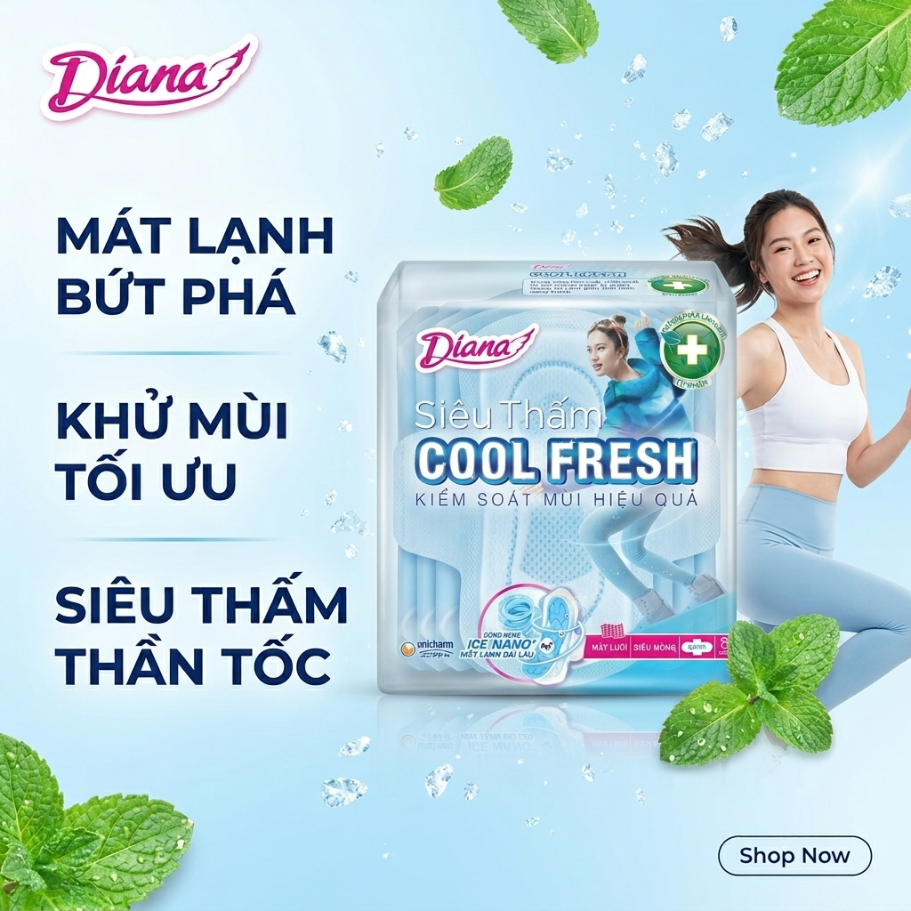 ❄️ BVS DIANA SIÊU THẤM COOL FRESH SIÊU MỎNG CÁNH (8 MIẾNG) – MÁT LẠNH BỨT PHÁ, TỰ TIN SẢI BƯỚC!